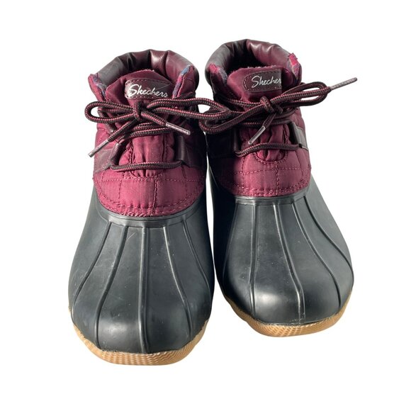 Skechers Hampshire Ridge Mid Quilted Lace Up Duck Boot Womens 7 Burgundy Outdoor - Picture 2 of 9